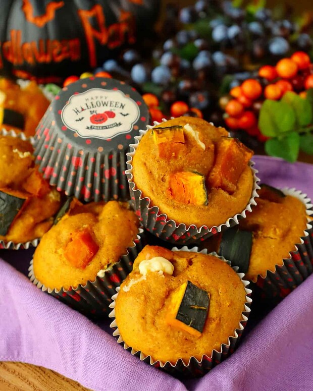 オイルで作る♪「ゴロゴロかぼちゃのどっしりマフィン」レシピ