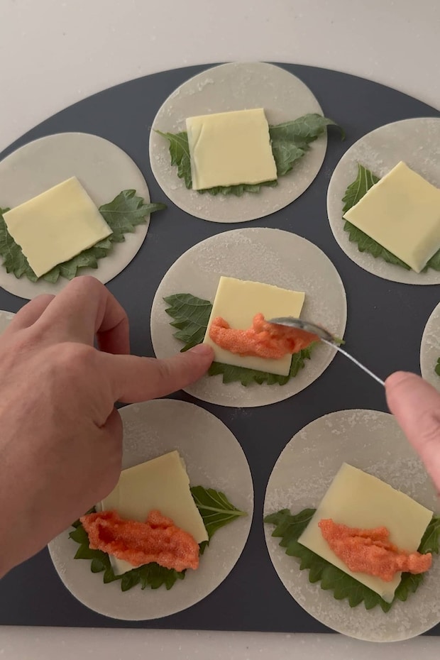 明太しそチーズ焼き工程1