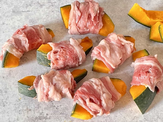 「かぼちゃの牛肉巻き」レシピ