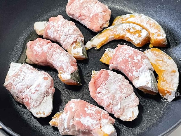 「かぼちゃの牛肉巻き」レシピ
