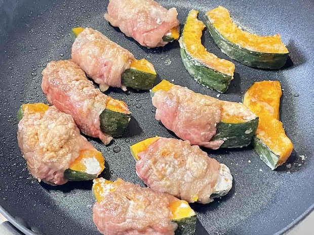 「かぼちゃの牛肉巻き」レシピ
