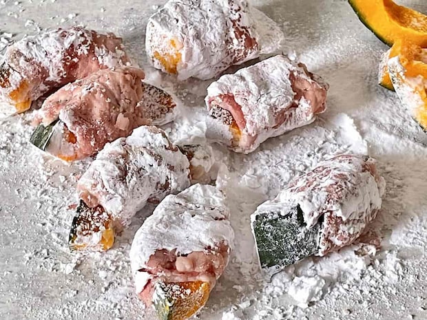 「かぼちゃの牛肉巻き」レシピ