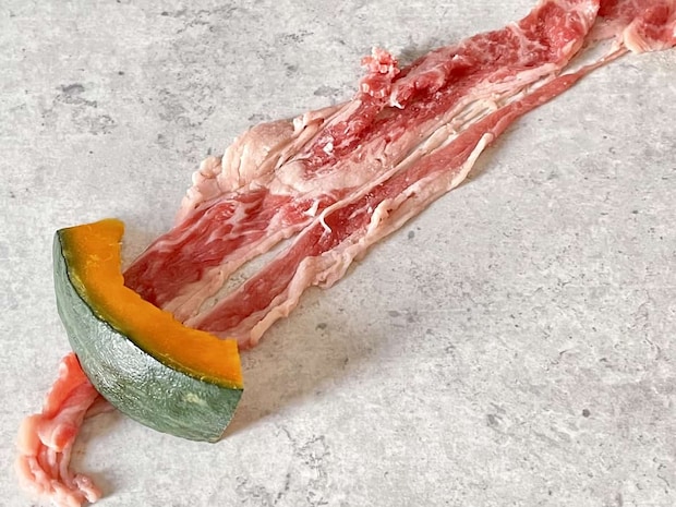 「かぼちゃの牛肉巻き」レシピ