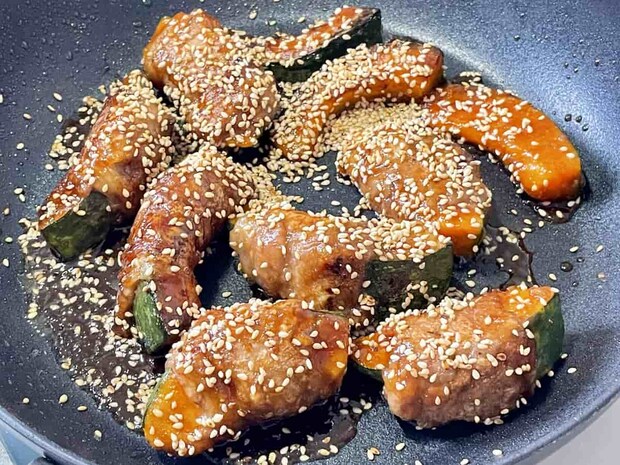 「かぼちゃの牛肉巻き」レシピ