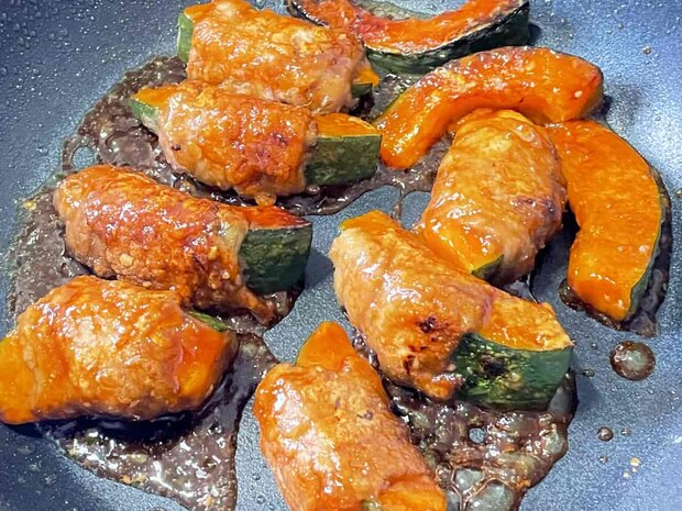 「かぼちゃの牛肉巻き」レシピ
