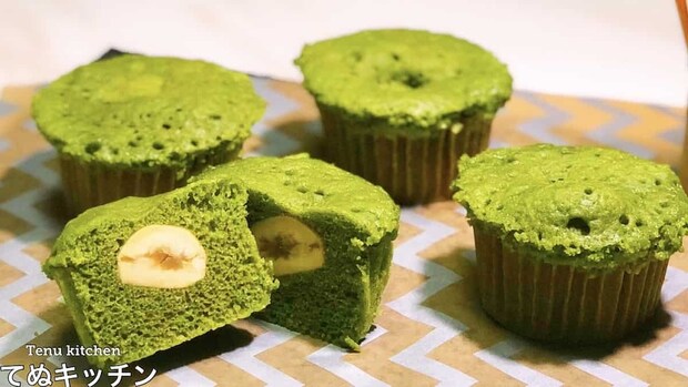 てぬキッチンさん 栗入り抹茶蒸しパン