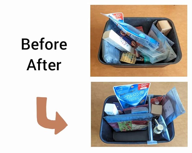 ダイソー ドアポケット用仕切り２Ｐ 使用例（日用品）