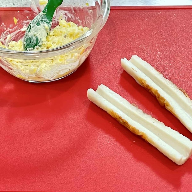 「たくあんとクリチのちくわカナッペ」レシピ