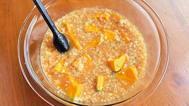 かぼちゃと鶏そぼろのあんかけ風