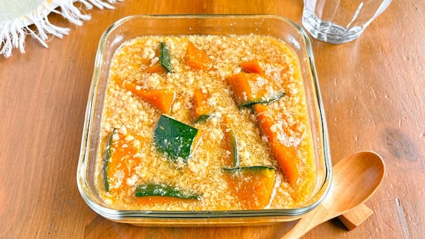 かぼちゃと鶏そぼろのあんかけ風