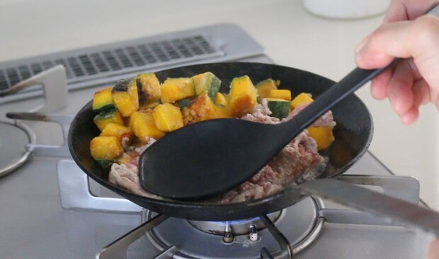 かぼちゃのそぼろ炒めレシピ３