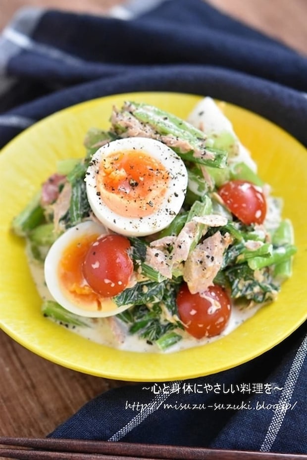 「小松菜×卵」サラダ