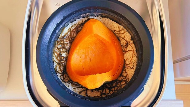 塩昆布かぼちゃ炊き込みご飯