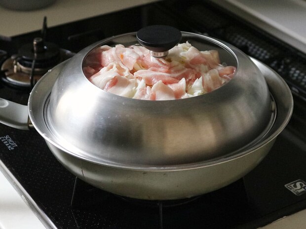 見える蓋付 お手入れしやすいステンレス 蒸し器 「フライパン用24～26cm」