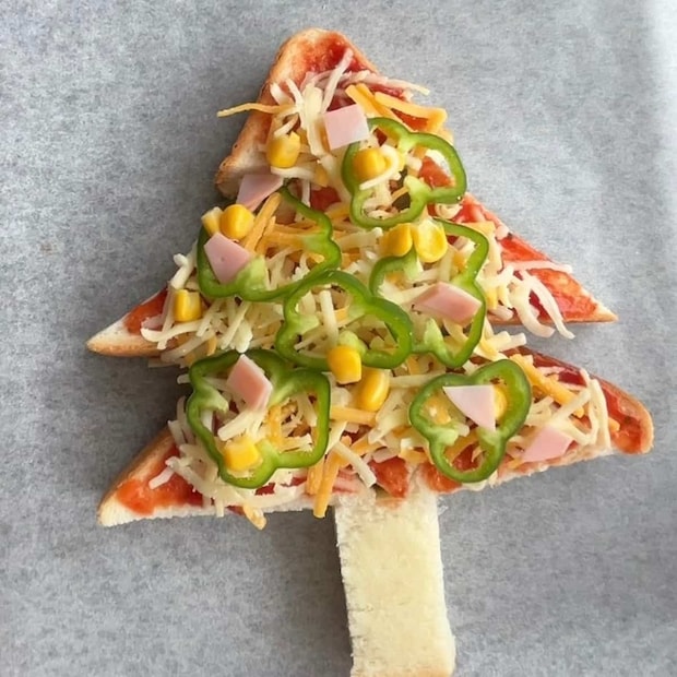 クリスマスツリーのピザトースト