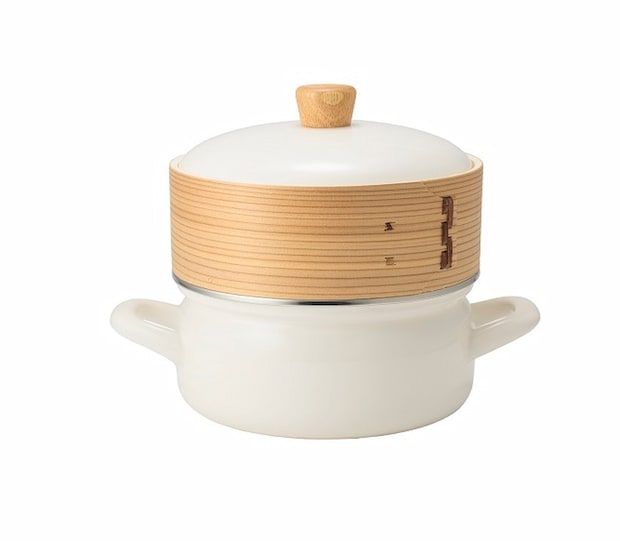 富士ホーロー せいろ付きホーロー鍋（18cm）ホワイト