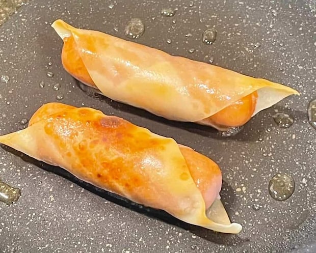 「ウインナーのワンタン皮巻き」レシピ