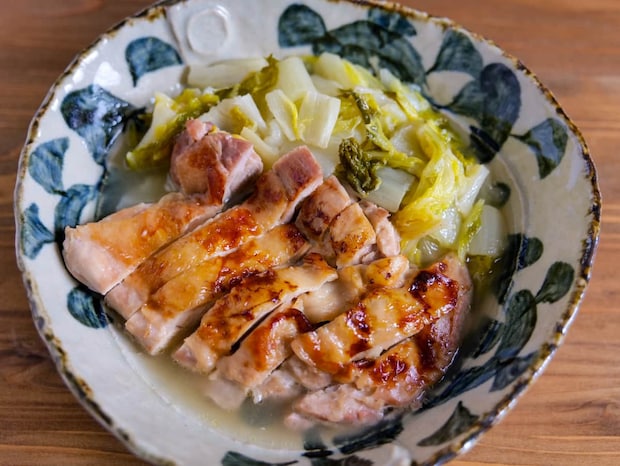 白菜とチキンの旨塩バター酒蒸し