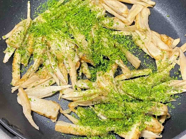 ごぼうのあおさ塩唐揚げ焼き