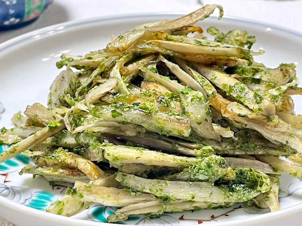 ごぼうのあおさ塩唐揚げ焼き