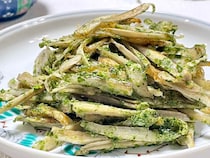 揚げ焼きで簡単カリッと！あおさ香る「ごぼうの塩から揚げ」