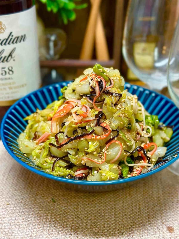 レンチン白菜とカニカマのやみつき塩こんぶ和え