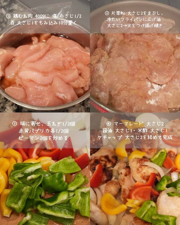 酢鶏の4コマレシピ