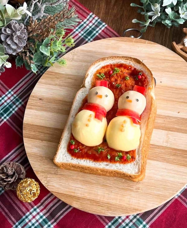 なかよし雪だるまトースト