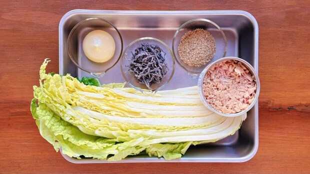 白菜とツナマヨ塩昆布あえ