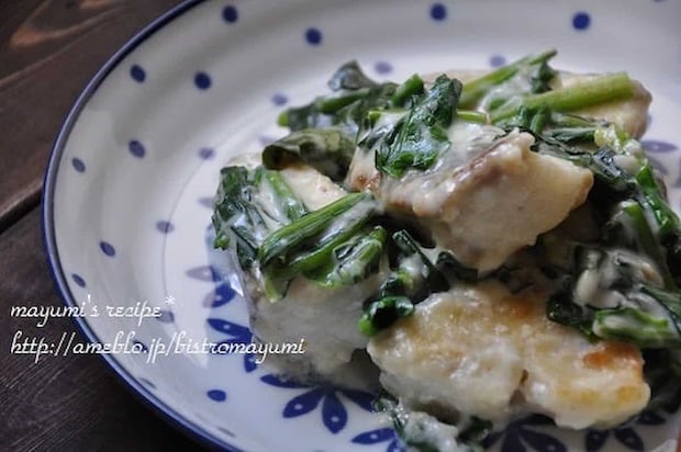 武田真由美さん たらとほうれん草のクリーム煮