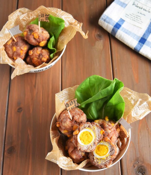 豚こまコーンのエッグボール