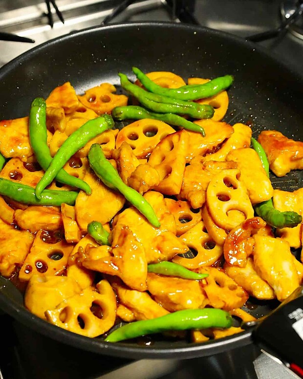 「れんこんと鶏むね肉のオイスター炒め」