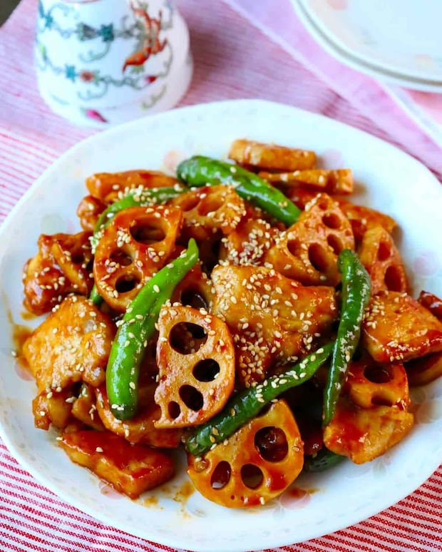 「れんこんと鶏むね肉のオイスター炒め」