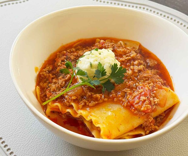 ラザニアスープとチーズボール