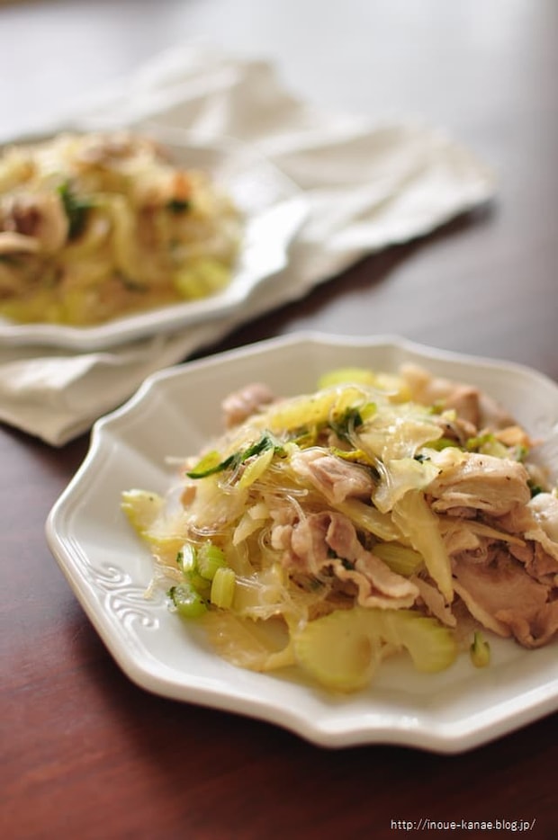 井上かなえ（かな姐）さんの「豚肉とセロリの春雨煮」レシピ