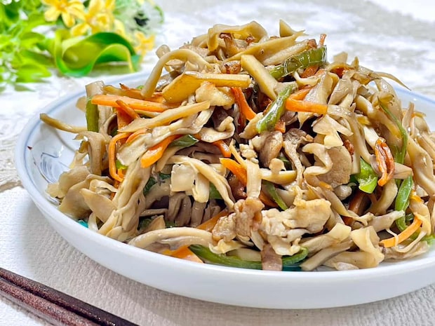 舞茸と豚肉のバターしょうゆ炒め