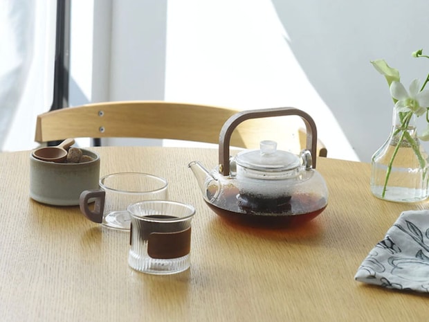 天然木×耐熱ガラス ティーポット ルーミー／noon ヌーン