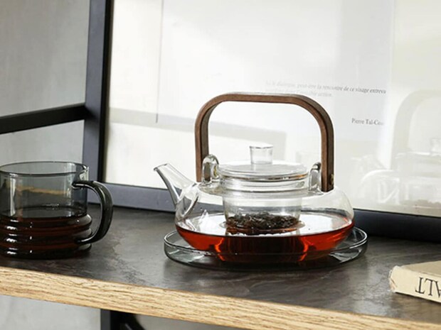 天然木×耐熱ガラス ティーポット ルーミー／noon ヌーン