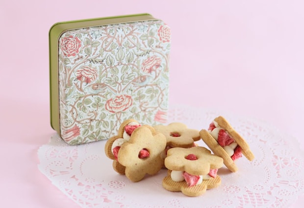 花咲くフルリール　ウィリアム・モリス缶（ローズ柄）／ラ・クロシェット ヒラノ