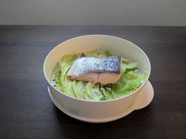 ダイソー １段電子レンジ蒸し器 使用例