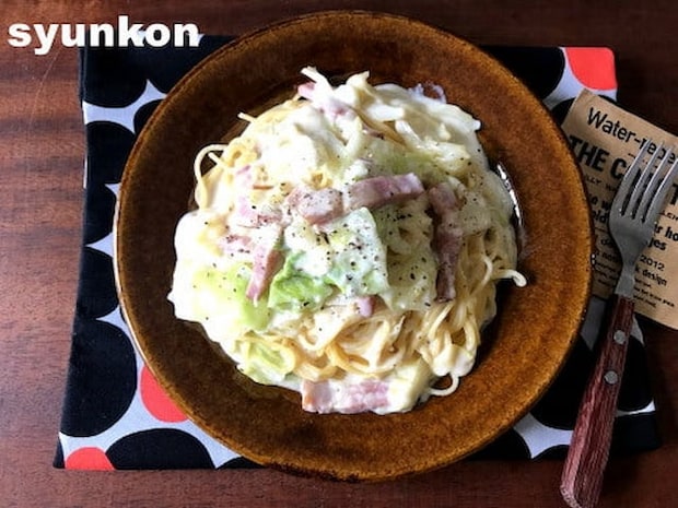 山本ゆりさんの「春キャベツの味噌チーズクリームスパゲティ」レシピ
