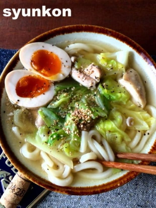 「春キャベツと鶏肉の塩うどん」レシピ