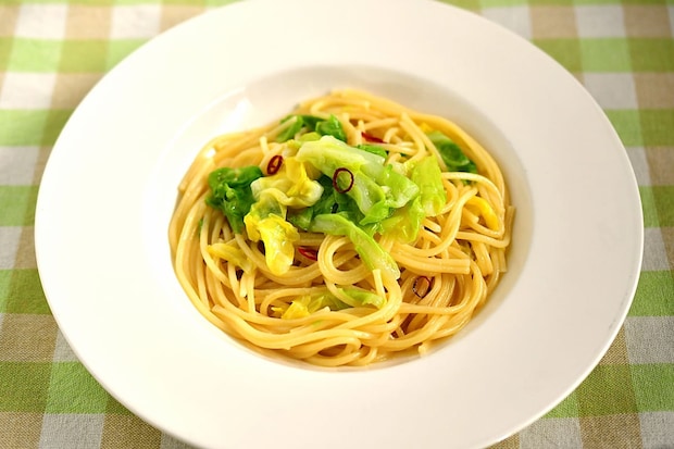 冷凍キャベツを使ったパスタ