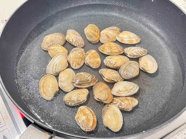 みつばとあさりのたまごとじあんかけパスタ