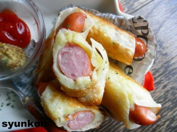 ウインナーとポテトのパリパリ巻き