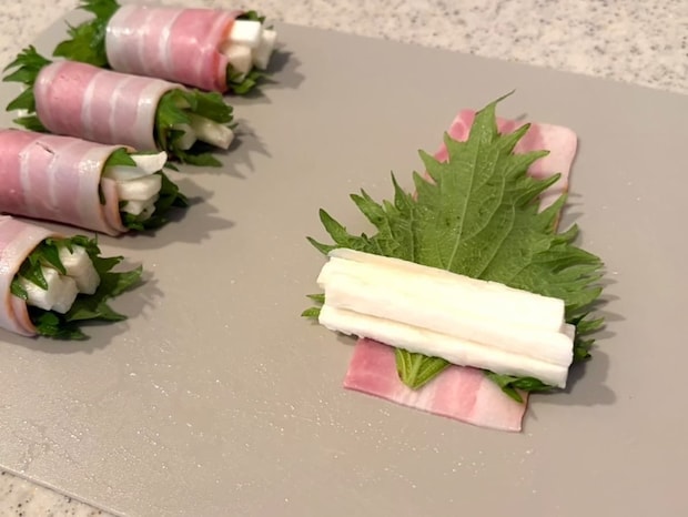 長芋の大葉ベーコン巻き