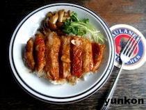 焼くだけでごちそう感♪「豚ロース肉のガーリックバターしょうゆ丼」