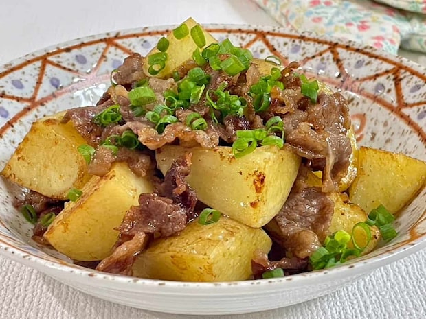 牛肉とホクホク新じゃがのコク旨オイスター炒め