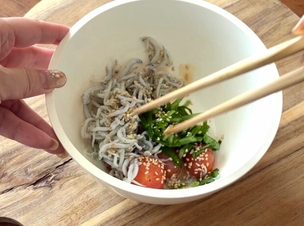 ミニトマトとしらすのナムル