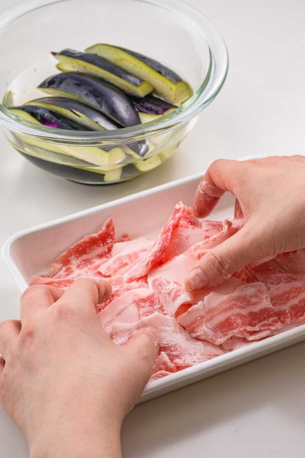 「なすと豚肉の揚げ浸し」レシピ